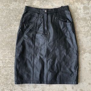 Calliope Black Leather Pencil Skirt
